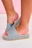 Indigo Multi Raffia Platform Slide Sandals