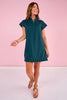 SSYS Pleated Hem Taylor Air 3/4 Zip Dress In Deep Teal *FINAL SALE*