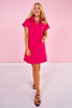 SSYS Pleated Hem Taylor Air 3/4 Zip Dress In Dark Pink *FINAL SALE*
