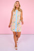 SSYS Sleeveless Everly Scallop Trim Dress In Capri Postcard *FINAL SALE*