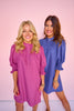 SSYS Maren Smocked Short Sleeve Dress In Dark Cobalt