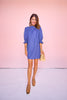 SSYS Maren Smocked Short Sleeve Dress In Dark Cobalt
