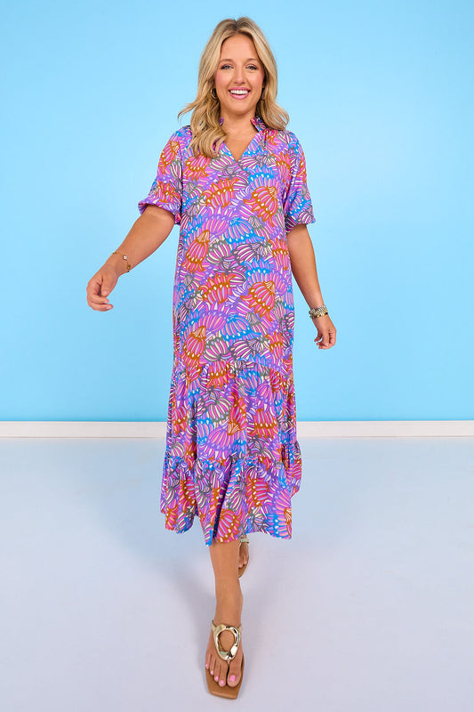 SSYS Rowan Short Sleeve Maxi Dress In Lagoon Garden