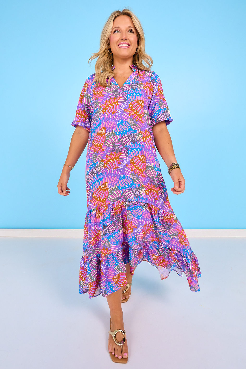 lagoon maxi dress SSYS Rowan Short Sleeve Maxi Dress In Lagoon Garden