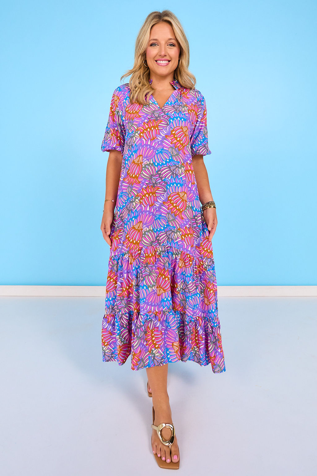 lagoon maxi dress SSYS Rowan Short Sleeve Maxi Dress In Lagoon Garden