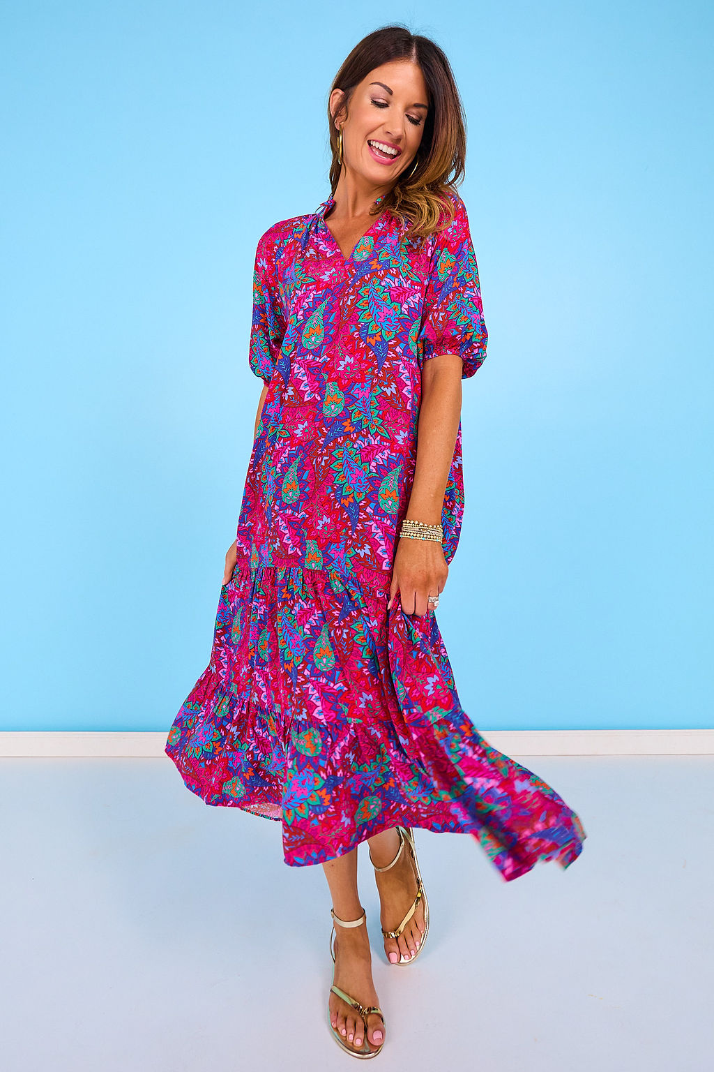 SSYS Rowan Short Sleeve Maxi Dress In Scarlet Paisley