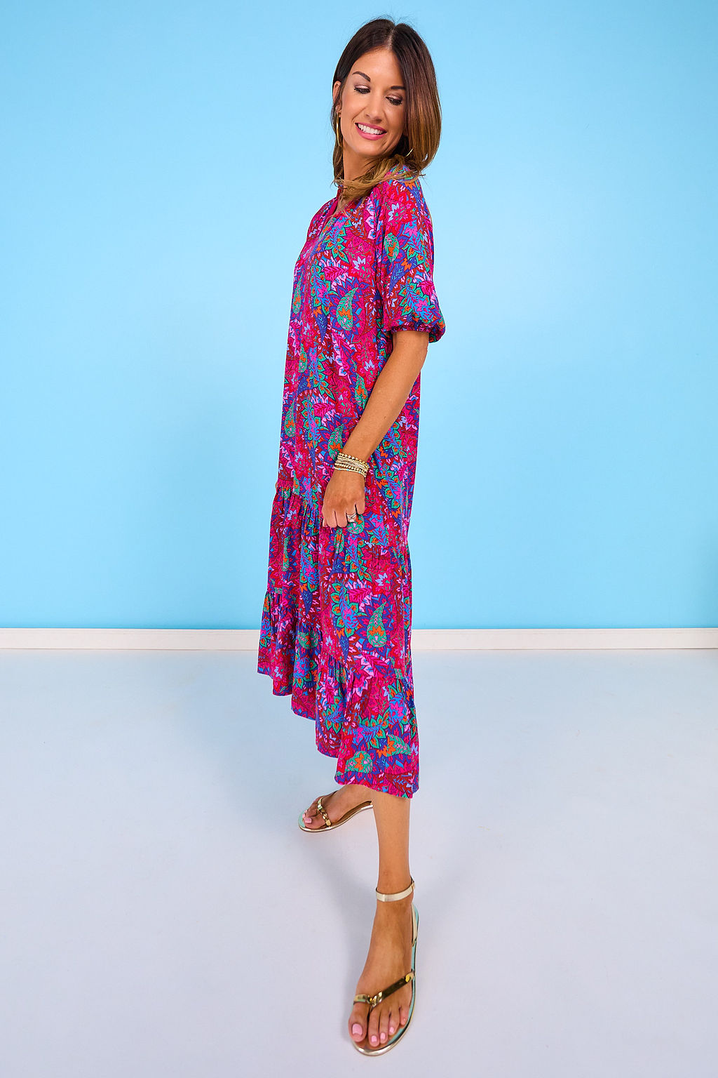 SSYS Rowan Short Sleeve Maxi Dress In Scarlet Paisley