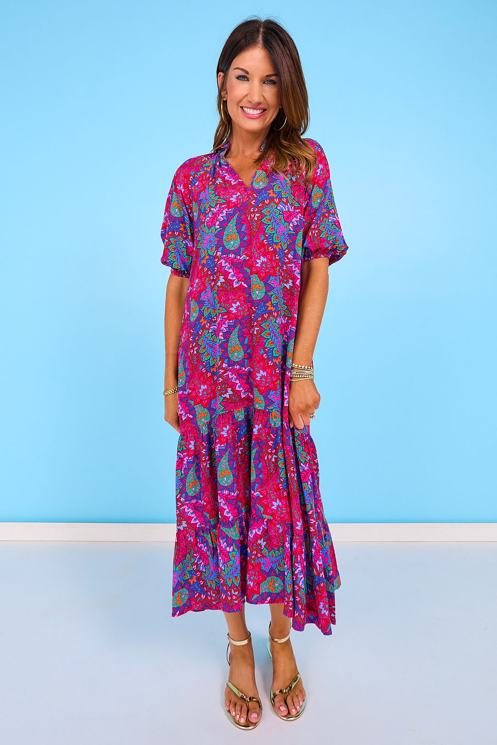 SSYS Rowan Short Sleeve Maxi Dress In Scarlet Paisley