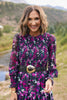 SSYS Wrenley Sheer Long Sleeve Tiered Maxi Dress In Berry Floral