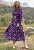 SSYS Wrenley Sheer Long Sleeve Tiered Maxi Dress In Berry Floral