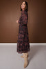 SSYS Danielle Long Sleeve Tiered Maxi Dress In Midnight Teal Floral