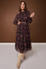 SSYS Danielle Long Sleeve Tiered Maxi Dress In Midnight Teal Floral