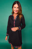 SSYS Kay Tartan Ruffle Contrast Long Sleeve Dress In Black