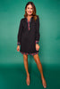 SSYS Kay Tartan Ruffle Contrast Long Sleeve Dress In Black
