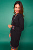 SSYS Kay Tartan Ruffle Contrast Long Sleeve Dress In Black