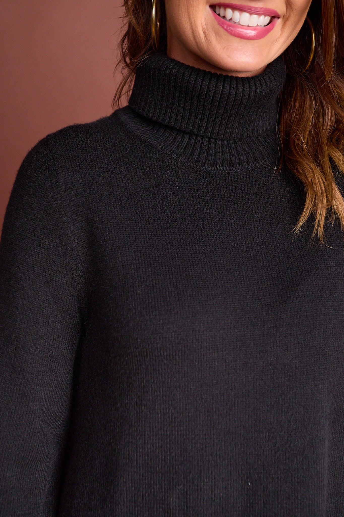 SSYS Evie Long Sleeve Turtleneck Mini Sweater Dress In Black