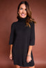 SSYS Evie Long Sleeve Turtleneck Mini Sweater Dress In Black