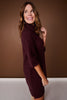 SSYS Evie Long Sleeve Turtleneck Mini Sweater Dress In Maroon