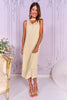 SSYS Veronica Wrap Scarf Satin Midi Dress In Butter