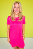 SSYS Aimee Dark Pink Crew Neck Short Sleeve Air Dress