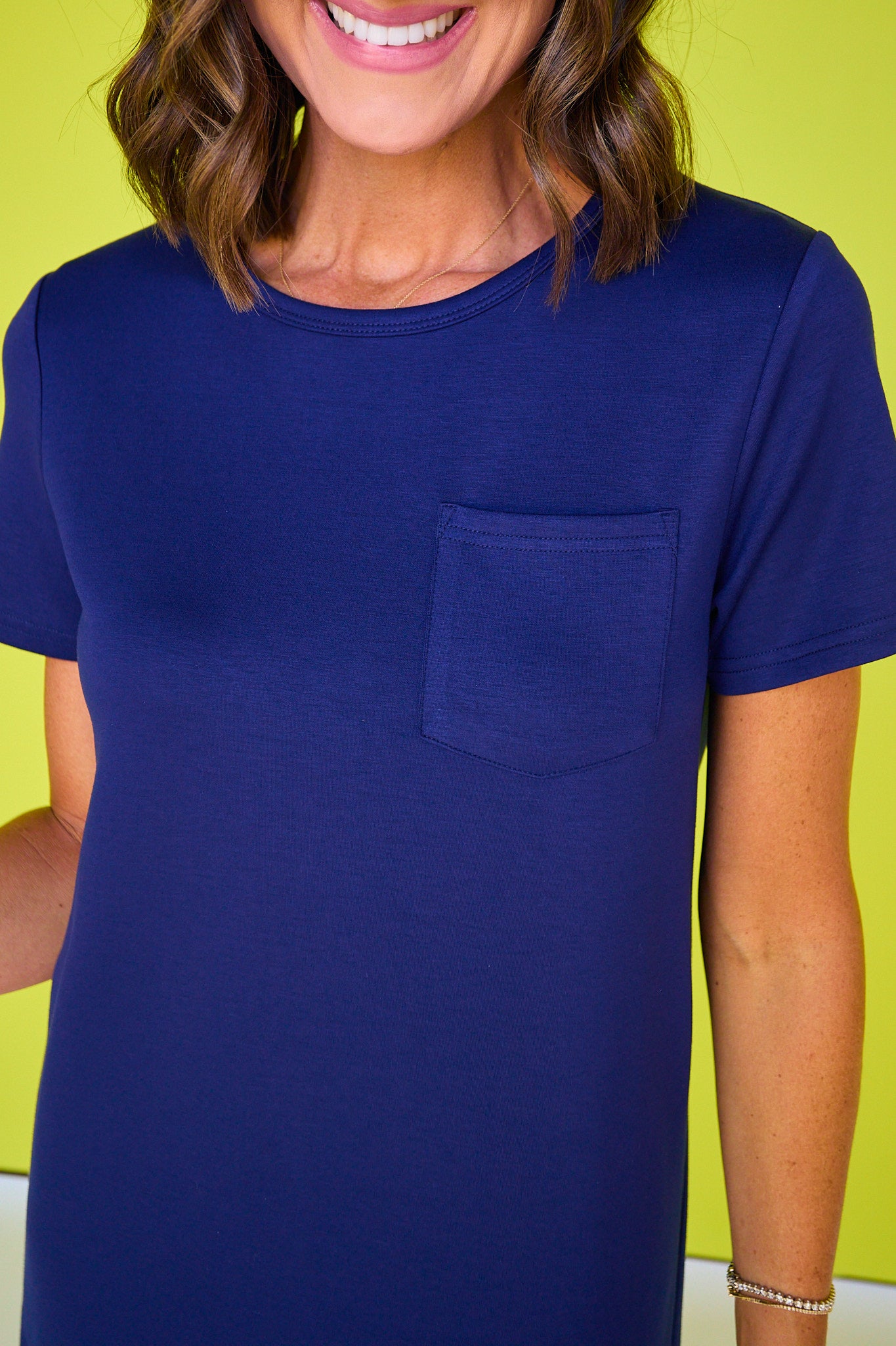 SSYS Aimee Navy Crew Neck Short Sleeve Air Dress