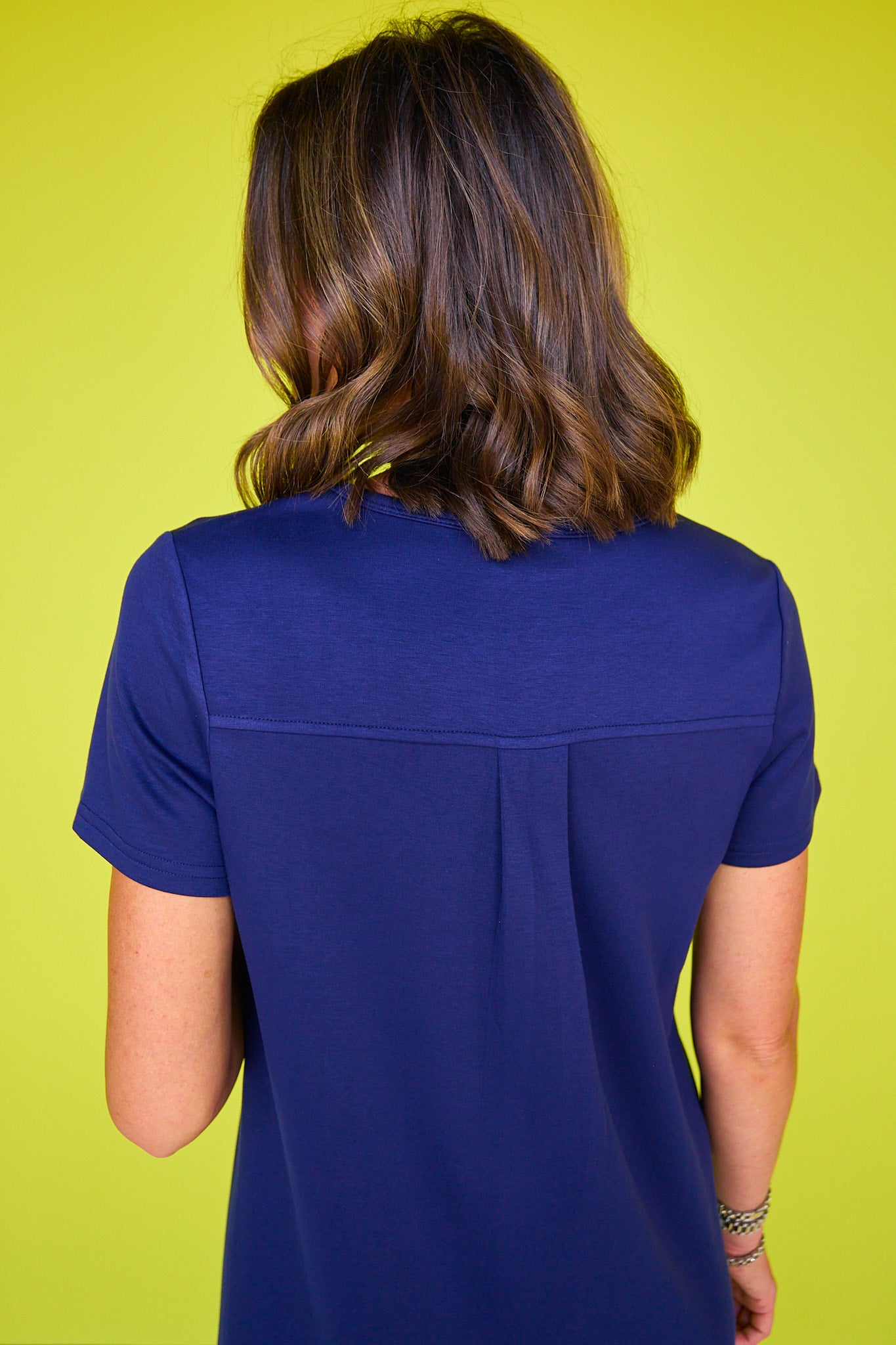 SSYS Aimee Navy Crew Neck Short Sleeve Air Dress
