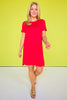 SSYS Aimee Red Crew Neck Short Sleeve Air Dress