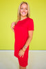 SSYS Aimee Red Crew Neck Short Sleeve Air Dress