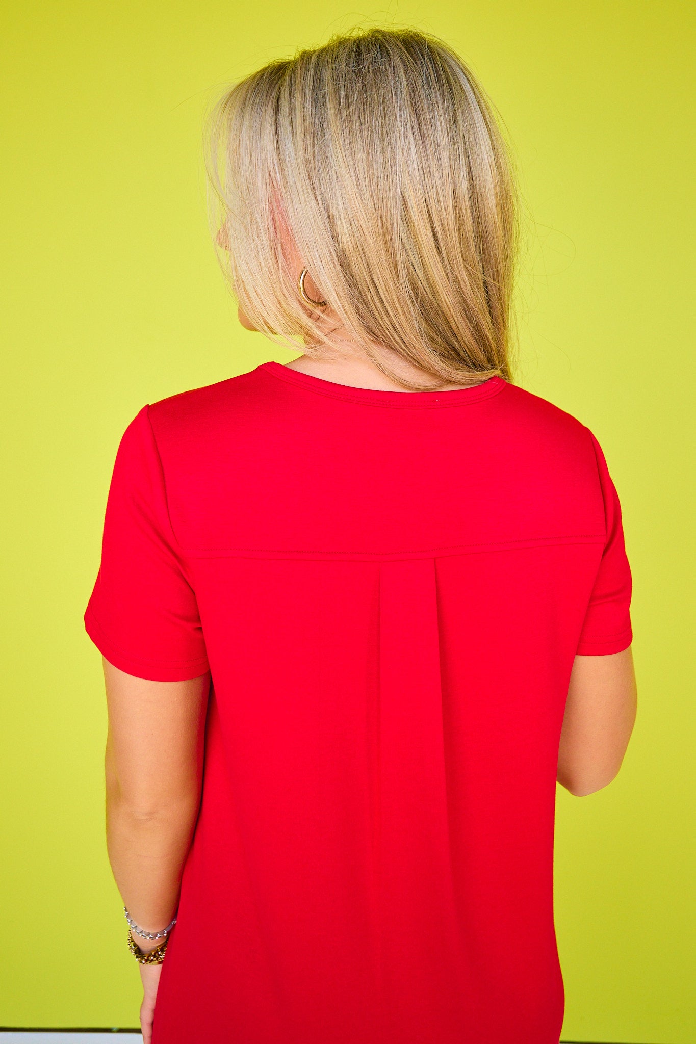 SSYS Aimee Red Crew Neck Short Sleeve Air Dress