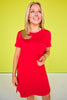 SSYS Aimee Red Crew Neck Short Sleeve Air Dress