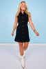 SSYS Reba V Neck Collar Black Denim Dress