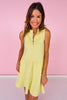 SSYS Augusta Contrast Zipper Scuba Dress In Butter Yellow