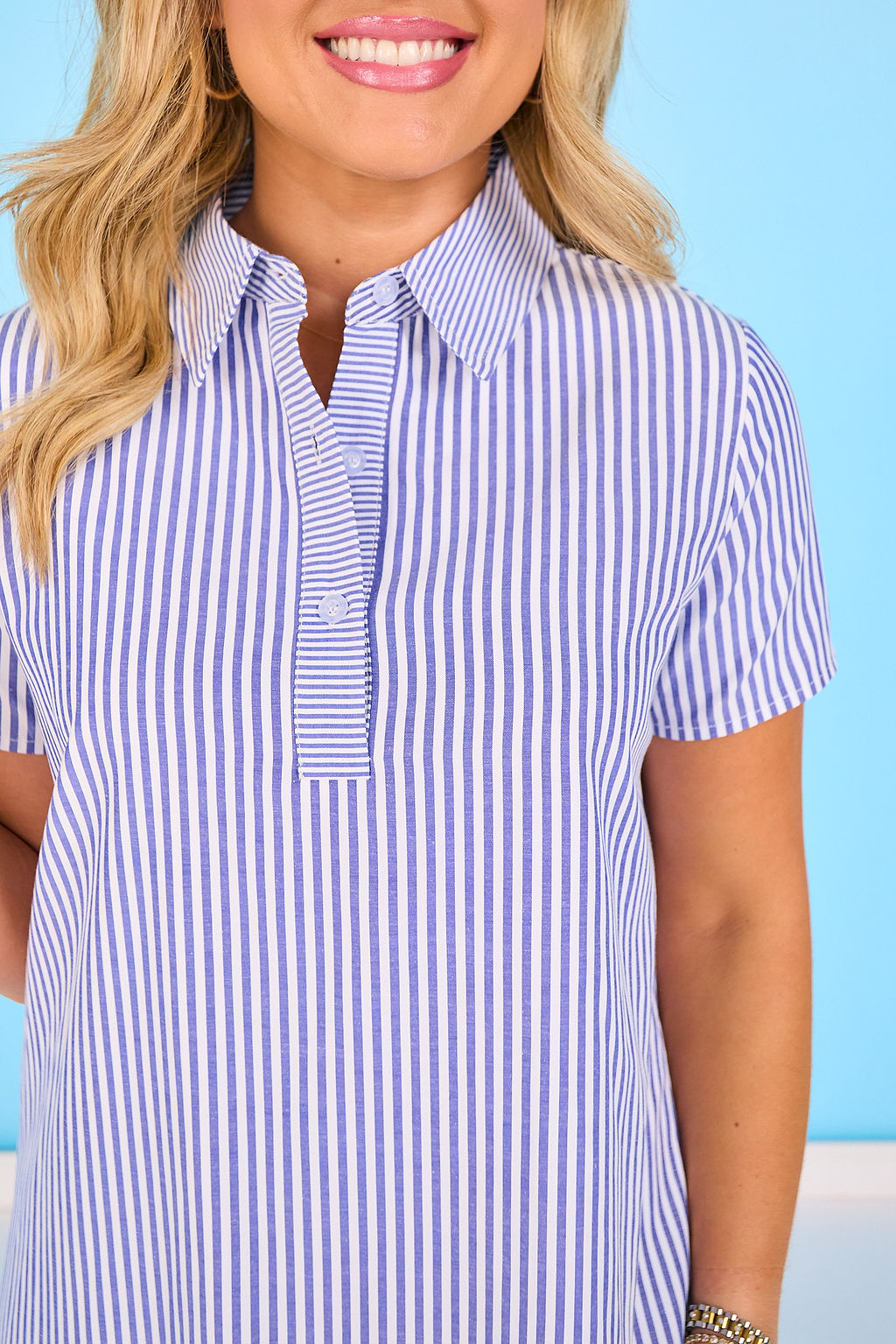 SSYS Holland Mix Stripe Dress In Navy