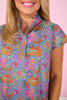 SSYS Alissa Short Sleeve Poplin Printed Ruffle Dress In Retro Garden
