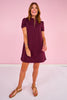 SSYS Zoey Short Sleeve Ruffle Collar Zip Air Dress In Maroon