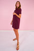 SSYS Zoey Short Sleeve Ruffle Collar Zip Air Dress In Maroon