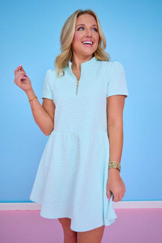 SSYS Lainey Animal Everyday Puff Sleeve Drop Waist Dress In Blue