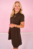 SSYS Lainey Animal Everyday Puff Sleeve Drop Waist Dress In Dark Chocolate