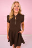 SSYS Lainey Animal Everyday Puff Sleeve Drop Waist Dress In Dark Chocolate