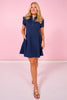 SSYS Lainey Animal Everyday Puff Sleeve Drop Waist Dress In Navy