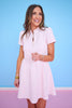 SSYS Lainey Animal Everyday Puff Sleeve Drop Waist Dress In Pink
