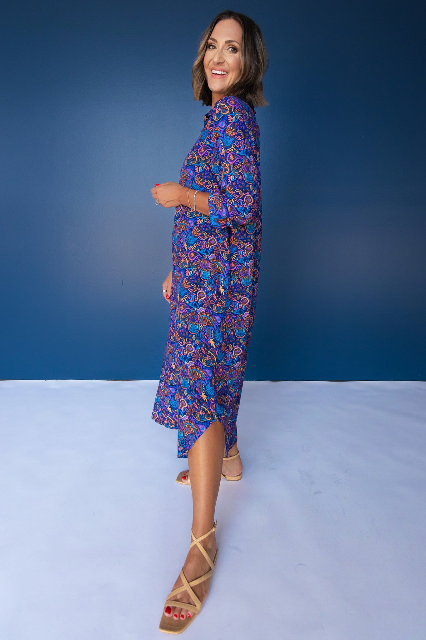 SSYS Larissa Printed Poplin Shirt Dress In Paisley