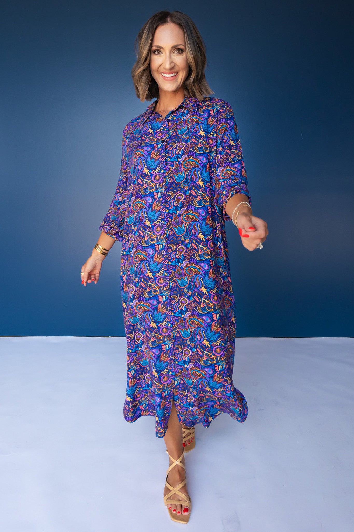 SSYS Larissa Printed Poplin Shirt Dress In Paisley