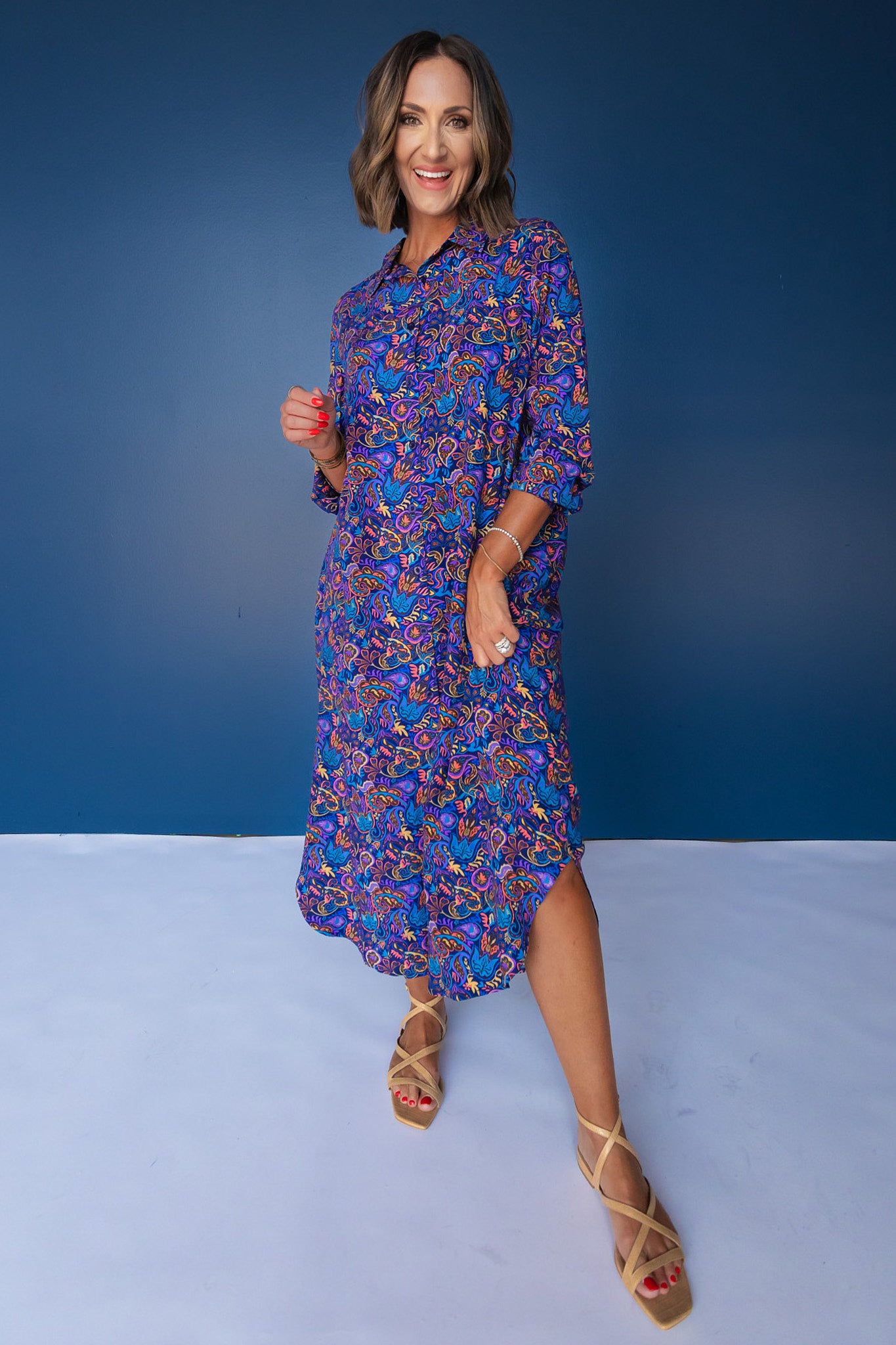 SSYS Larissa Printed Poplin Shirt Dress In Paisley