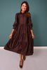 SSYS Emery Long Sleeve Dress In Brown Striped Animal