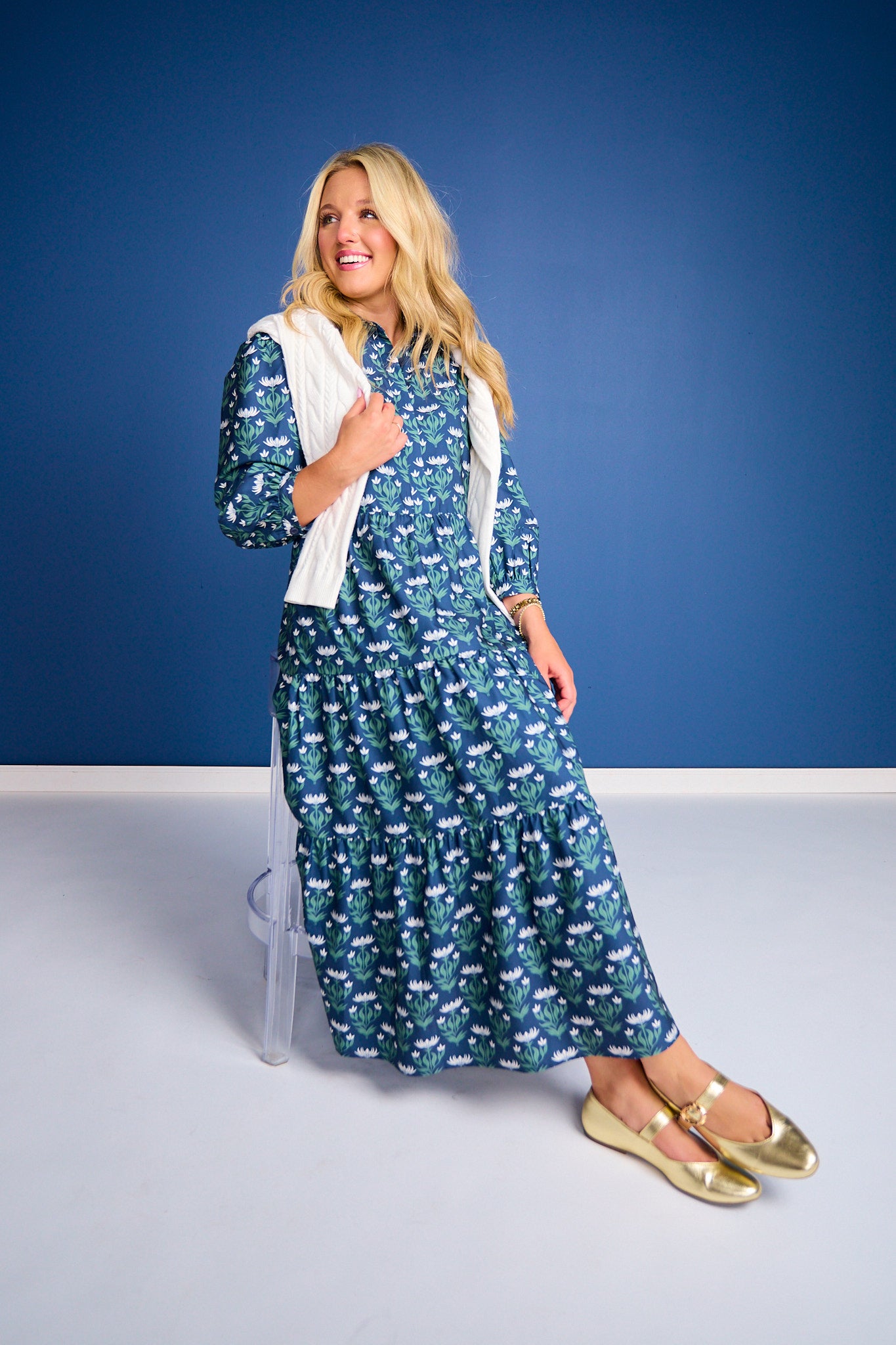 SSYS Emery Long Sleeve Dress In Midnight Lily