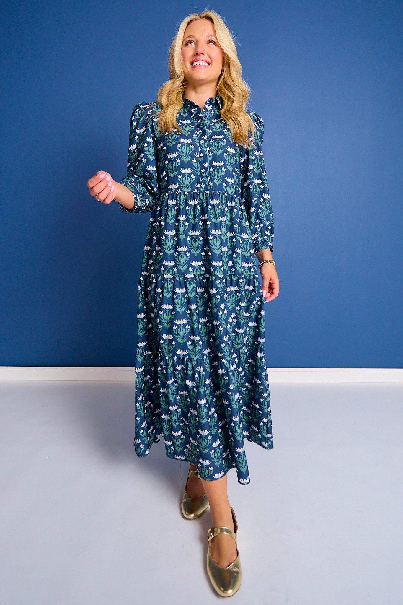SSYS Emery Long Sleeve Dress In Midnight Lily
