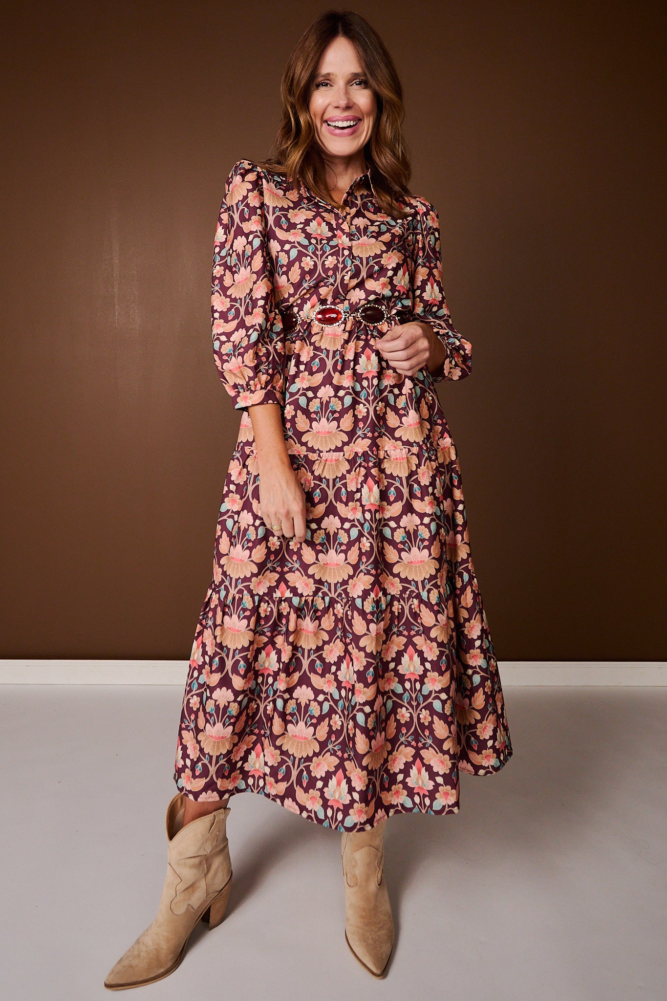 SSYS Emery Long Sleeve Dress In Vintage Meadow