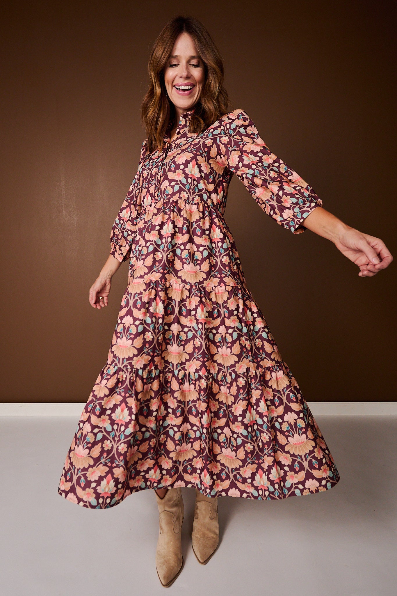 SSYS Emery Long Sleeve Dress In Vintage Meadow