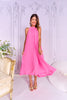 SSYS Catherine Halter Pleated Chiffon Maxi Dress In Pink